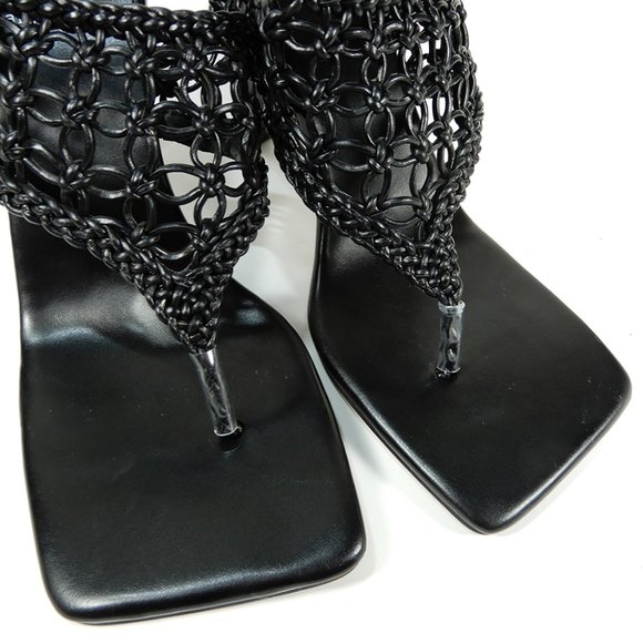 JEFFREY CAMPBELL Millenia Slingback SANDALS Size 8.5 Square Toe Heels Black NEW - Picture 9 of 10